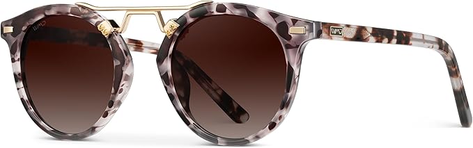 WearMe Pro - Women's Polarized, Round Retro, Double-Bridge Vintage Sunglasses