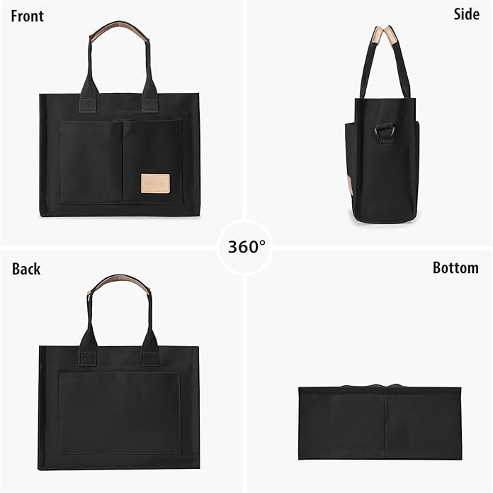 Canvas Tote Bag for Women Crossbody Work Purse with Pockets Top Handle Handbag Satchel Bags for Travel Nurse Teacher