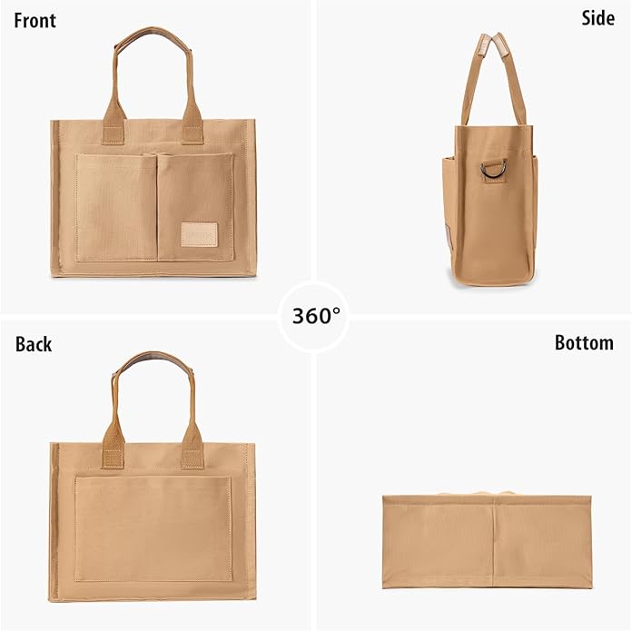 Canvas Tote Bag for Women Crossbody Work Purse with Pockets Top Handle Handbag Satchel Bags for Travel Nurse Teacher
