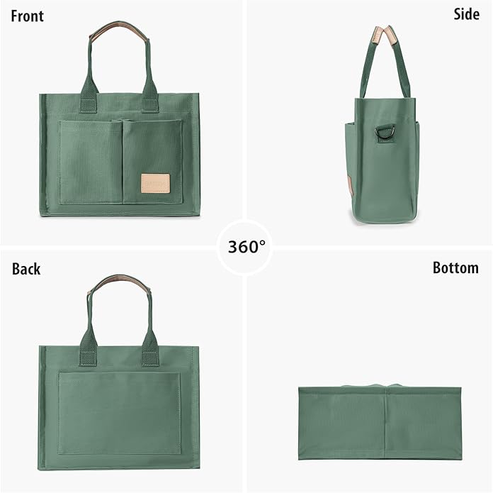 Canvas Tote Bag for Women Crossbody Work Purse with Pockets Top Handle Handbag Satchel Bags for Travel Nurse Teacher