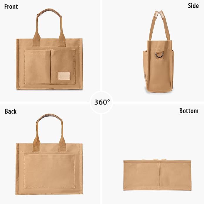 Canvas Tote Bag for Women Crossbody Work Purse with Pockets Top Handle Handbag Satchel Bags for Travel Nurse Teacher