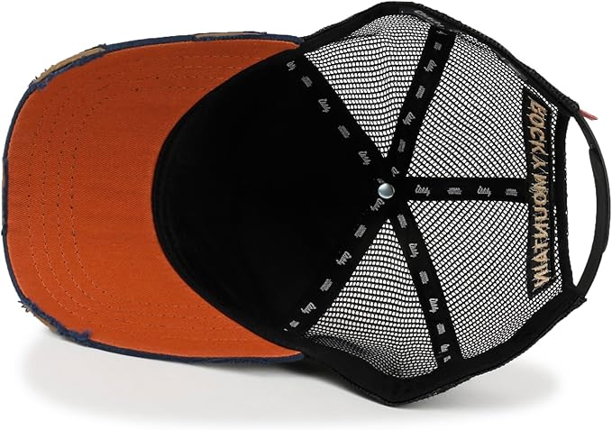 ililily Premium Howels Embroidery Vintage Baseball Cap Distressed Trucker Hat