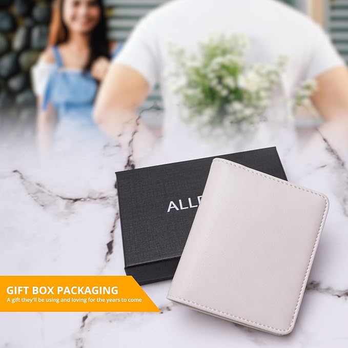 Alldaily Small RFID Wallet for Women Slim Compact Bifold Pocket Ladies Travel Mini Purse (White)