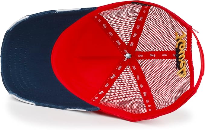 ililily Premium Howels Embroidery Vintage Baseball Cap Distressed Trucker Hat