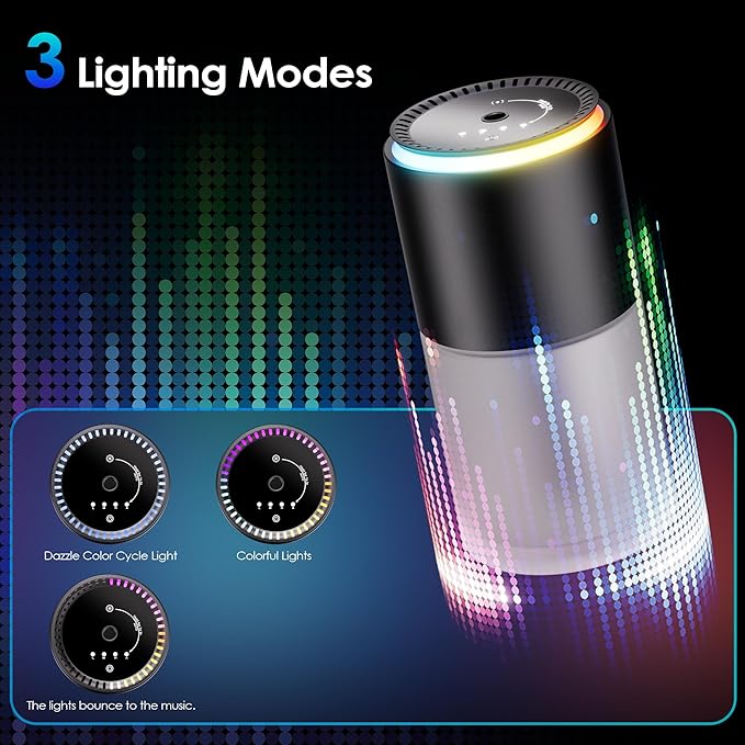 Car Air Freshener,Smart Car Air Freshener, car Diffuser with 150 ML (5oz) Capacity Multi-fragrance, RGB Music Syncing Light, Auto On/Off (Oceans)