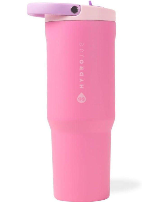 HydroJug Sport - Stainless Steel Tumbler with Straw, Vacuum Insulated, 32oz Leakproof Water Bottle, Ergonomic Design, Reusable, Dishwasher Safe, Rubber Base, Durable for Gym or Outdoors, Pink Sugar