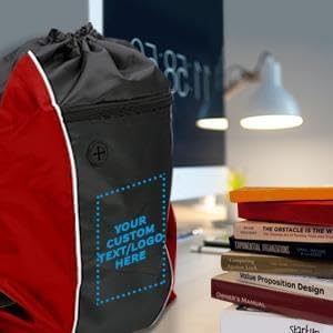 DISCOUNT PROMOS Two-Tone Drawstring Backpack Non-Woven Set of 1 - Customizable Text, Logo, Picture - Durable Sports Backpacks - Ideal for Sports, Travel, Gym & More - Red