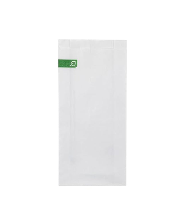Eco-Products Renewable & Compostable 4"x8" 1# Paper Shopping Bags, White Paper, Case of 1000, No-Added PFAS, Pinch Bottom, Made with Renewable Resources, BPI-Certified