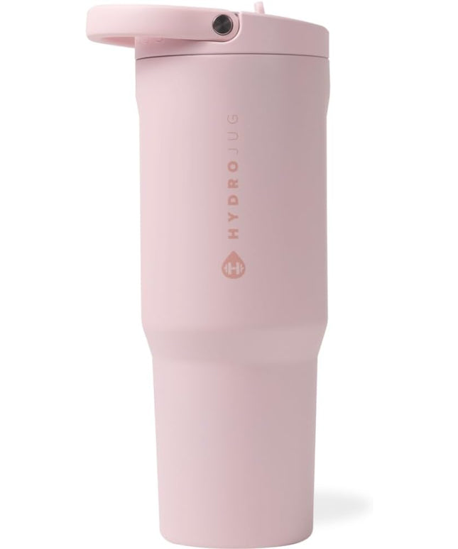 HydroJug Sport - Stainless Steel Tumbler with Straw, Vacuum Insulated, 40oz Leakproof Water Bottle, Ergonomic Design, Reusable, Dishwasher Safe, Rubber Base, Durable for Gym or Outdoors, Pink Sand