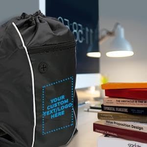 DISCOUNT PROMOS Two-Tone Drawstring Backpack Non-Woven Set of 1 - Customizable Text, Logo, Picture - Durable Sports Backpacks - Ideal for Sports, Travel, Gym & More - Black