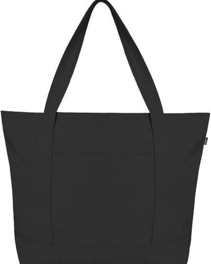 Eco Right Canvas Tote Bag for Women with Zip & Inner Pocket, 100% Organic Cotton Tote Bags for Men, Shopping, Beach