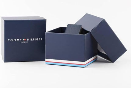 Tommy Hilfiger Men's Multifunction Quartz Watch – 44mm Stainless Steel Case, Double-Layer Dial, Link Bracelet, Skeleton-Inspired Design - Gift for Him