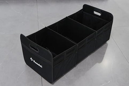 K KNODEL Car Trunk Organizer, Foldable Organizer for Car, Automotive Consoles & Organizers, 3 Compartments Storage with Reinforced Handles (Large, Black)