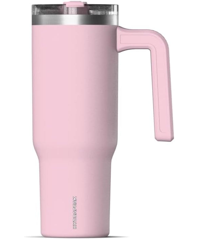 Hydrapeak Voyager 32 oz Tumbler with Handle and Straw Lid | Reusable Stainless Steel Water Bottle Travel Mug Cupholder Friendly | Insulated Cup (Baby Pink)