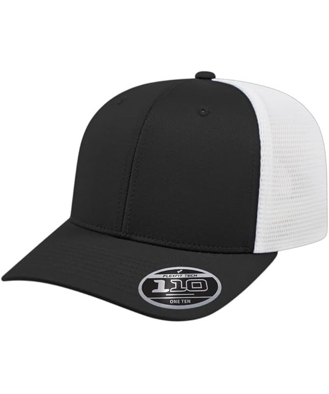 Cap America i8502 Flexfit 110 Premium Mid Profile 6-Panel Mesh Back Trucker Cap Hat w/UV Guard & Adjustable Snapback