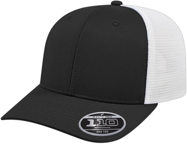 Cap America i8502 Flexfit 110 Premium Mid Profile 6-Panel Mesh Back Trucker Cap Hat w/UV Guard & Adjustable Snapback