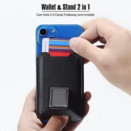 Mizi Magnetic Card Wallet Holder for Apple Magsafe, Phone Stand & Card Holder for Apple iPhone 15/14/13/12 Series - Black
