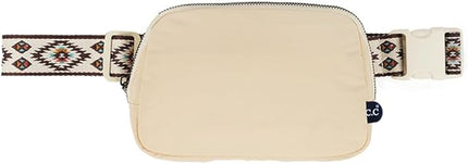 C.C Aztec Strap Fanny Pack For Women Unisex - Daily Waist Crossbody Belt bag With Adjustable Strap (Beige)