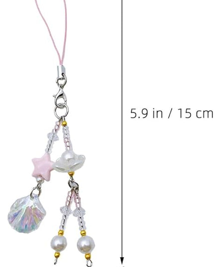 Beaded Shell Phone Chain Charm for Women Bohemian Design Strap Accessory Lanyard for Keys and Bags for Daily Use