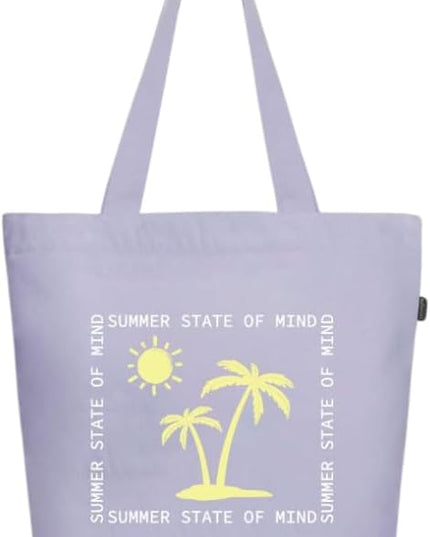 Ecoright Aesthetic Canvas Tote Bag for Women Large Zipper Tote Bags with Pocket, Womens Tote Bag for Yoga, Work, Beach
