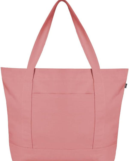 Eco Right Canvas Tote Bag for Women with Zip & Inner Pocket, 100% Organic Cotton Tote Bags for Men, Shopping, Beach
