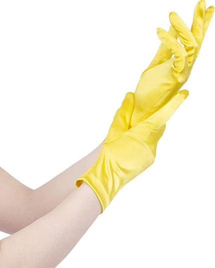 Sahabowi Satin Gloves Formal Bridal Banquet Party Wedding Opera Solid Colorful Mitten For Women