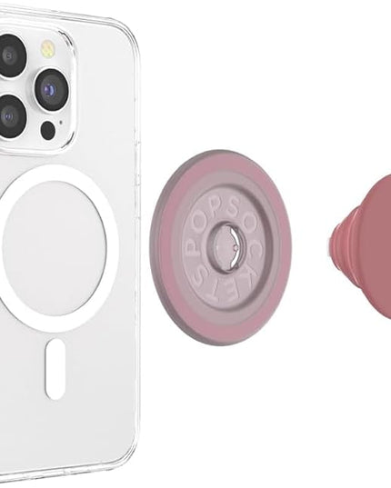 PopSockets Phone Grip for MagSafe with Kickstand, Magnetic Stand, Swappable Top, Secure Hold for iPhone MagSafe Cases, Phone & Tablet Grip, Cute PopSockets - Clay