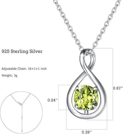 FANCIME Birthstone Necklaces for Women Fine Jewelry Sterling Silver Dainty Infinity Pendant Anniversary Birthday Christmas Gifts for Her Wife Mom Lady Daughter, Chain 16"+2" Extend