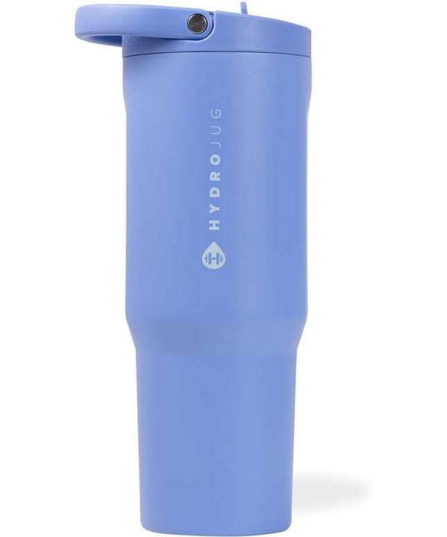 HydroJug Sport - Stainless Steel Tumbler with Straw, Vacuum Insulated, 32oz Leakproof Water Bottle, Ergonomic Design, Reusable, Dishwasher Safe, Rubber Base, Durable for Gym or Outdoors, Light Blue