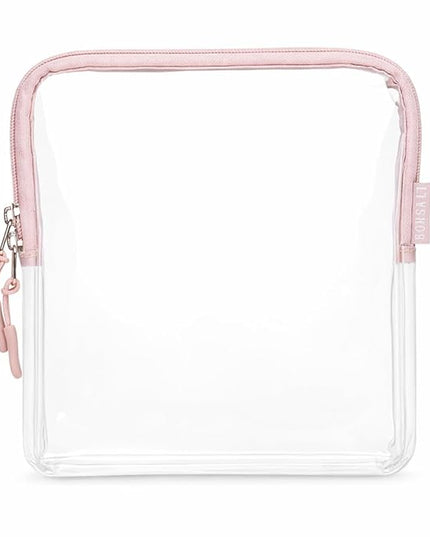 BORSALI TSA Approved Toiletry Bag - Clear Quart Size for 3-1-1 LIquids for Carry On Travel - Toiletries Organizer - Cosmetic Pouch with Zipper - Travel Accessories - Rose