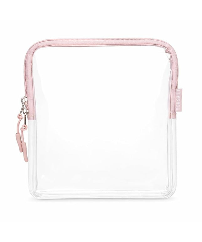 BORSALI TSA Approved Toiletry Bag - Clear Quart Size for 3-1-1 LIquids for Carry On Travel - Toiletries Organizer - Cosmetic Pouch with Zipper - Travel Accessories - Rose