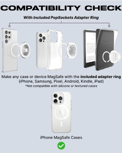 PopSockets Phone Grip for MagSafe with Kickstand, Magnetic Stand, Swappable Top, Secure Hold for iPhone MagSafe Cases, Phone & Tablet Grip, Cute PopSockets - Soft Touch Latte