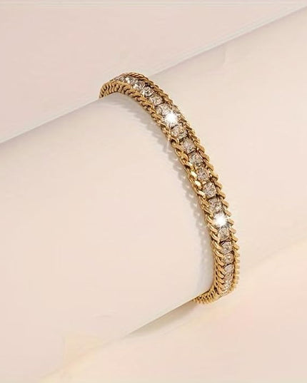 DASIQI Zirconia Tennis Bracelet for Women Hypoallergenic Gold Silver Titanium Steel Chains with Rainbow Stones, Pavé Sparkle | Everyday Luxury