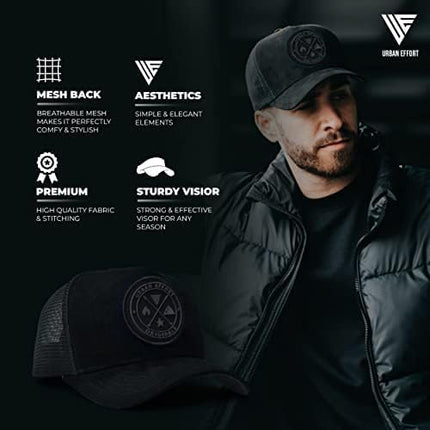 Urban Effort Mesh Back Cap - for Men and Women Baseball Hat 5-Panel Trucker Hat - Great Snapback Closure for Hunting & Hiking