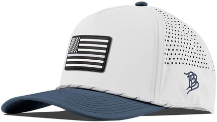 Branded Bills Vintage Old Glory PVC Curved 5 Panel Rope Hat, Fits 7-7 7/8, Adjustable Snapback | Lightweight, Comfort Stretch