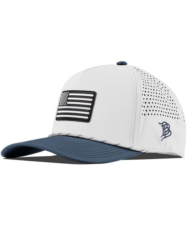 Branded Bills Vintage Old Glory PVC Curved 5 Panel Rope Hat, Fits 7-7 7/8, Adjustable Snapback | Lightweight, Comfort Stretch