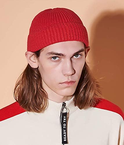 50% Wool Warm Cuffed Swag Knit Short Fisherman Beanie for Men Women Winter Hats Trawler Skull Cap
