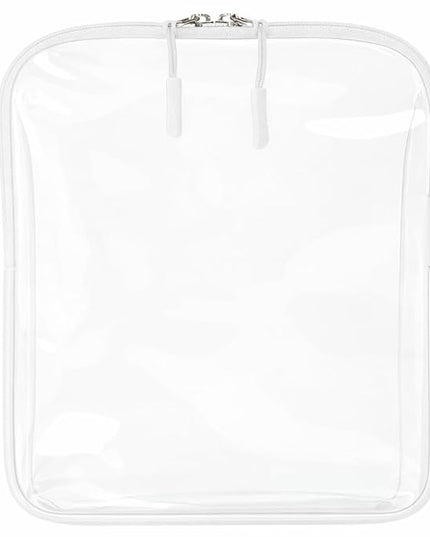 BORSALI TSA Approved Toiletry Bag - Clear Quart Size for 3-1-1 LIquids for Carry On Travel - Toiletries Organizer - Cosmetic Pouch with Zipper - Travel Accessories - White