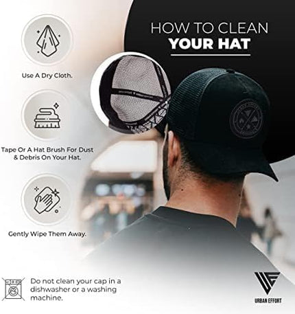 Urban Effort Mesh Back Cap - for Men and Women Baseball Hat 5-Panel Trucker Hat - Great Snapback Closure for Hunting & Hiking