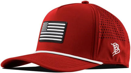 Branded Bills Vintage Old Glory PVC Curved 5 Panel Rope Hat, Fits 7-7 7/8, Adjustable Snapback | Lightweight, Comfort Stretch