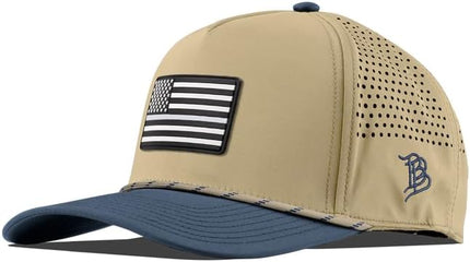 Branded Bills Vintage Old Glory PVC Curved 5 Panel Rope Hat, Fits 7-7 7/8, Adjustable Snapback | Lightweight, Comfort Stretch