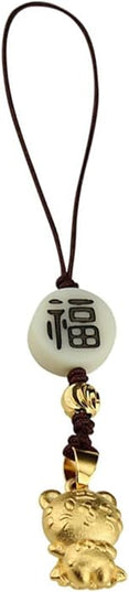 Beaupretty Luck Tiger Phone Hanging Ornament with Brown Rope Chinese Style Pendant for Cell Phone Case Car Key Bag Decor Charm for Men and Women