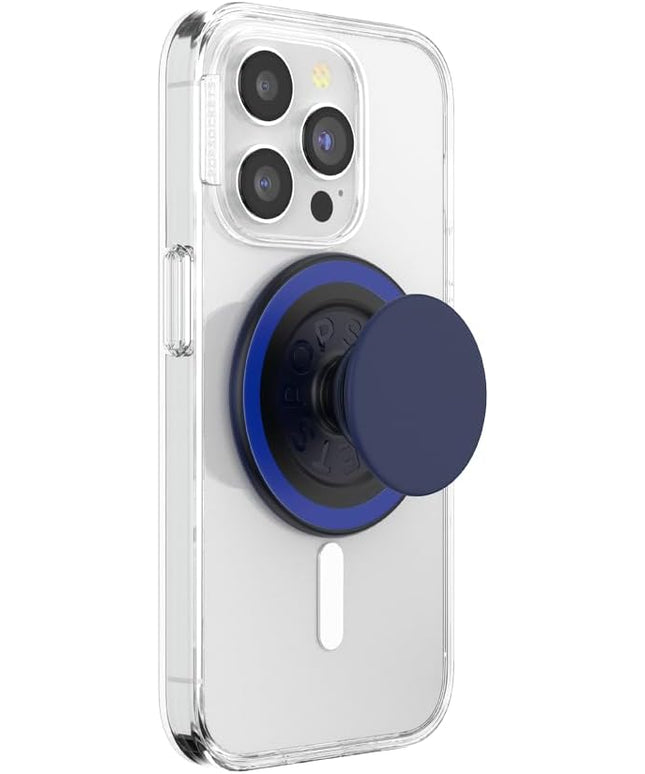 PopSockets Phone Grip for MagSafe with Kickstand, Magnetic Stand, Swappable Top, Secure Hold for iPhone MagSafe Cases, Phone & Tablet Grip - PopOut Basic Naval