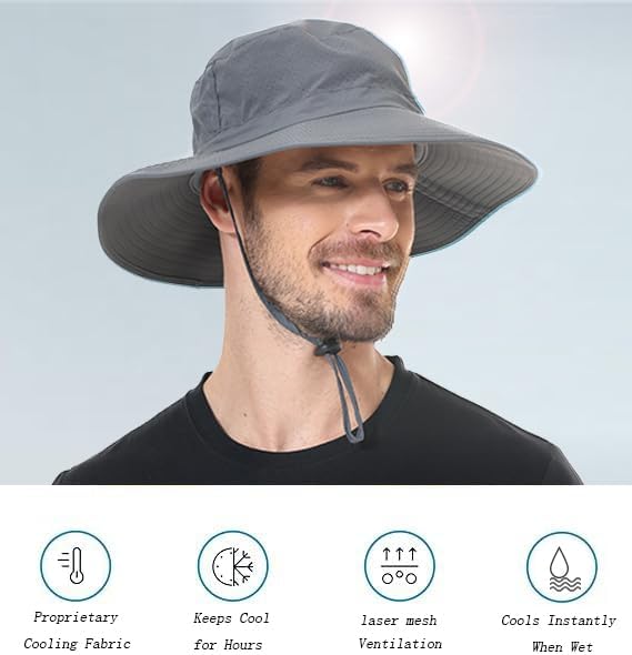 ZOORON Boonie Hat UPF 50+ Cooling Sun Hat for Men and Women,Wide Brim Bucket Hats with UV Protection for Safari Hiking Beach