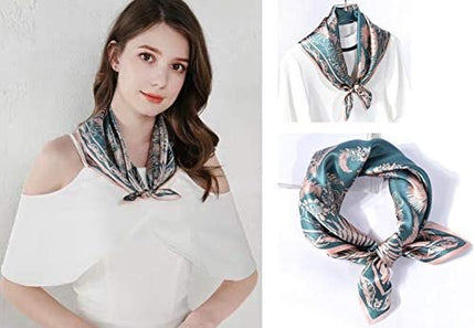 ANDANTINO 100% Real Mulberry Silk Scarf -21'' x 21''- Lightweight Neckerchief –Women Men Small Square Digital Printed Scarves