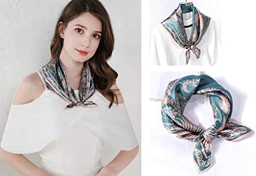 ANDANTINO 100% Real Mulberry Silk Scarf -21'' x 21''- Lightweight Neckerchief –Women Men Small Square Digital Printed Scarves