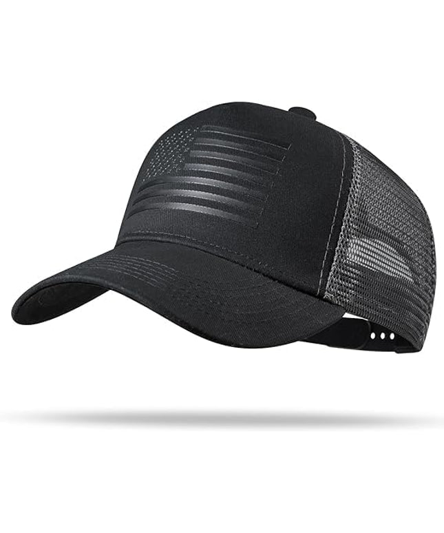 American Flag Trucker Hat - Snapback Hat, Baseball Cap for Men Women - Breathable Mesh Side, Adjustable Fit - for Casual Wear