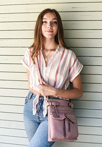 SG SUGU Katie Lightweight Medium Crossbody Bag Shoulder Bag with Multi Pocket for Women