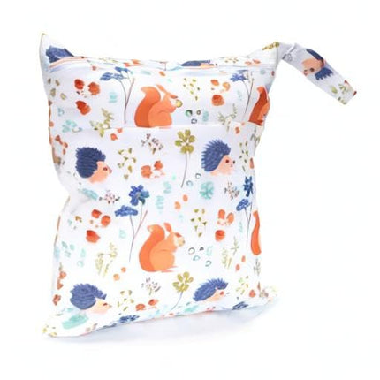 Wet Dry Bag Baby Cloth Diaper Nappy Reusable Washable (Squirrel Hedgehog)