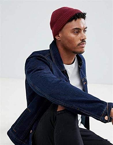 50% Wool Warm Cuffed Swag Knit Short Fisherman Beanie for Men Women Winter Hats Trawler Skull Cap